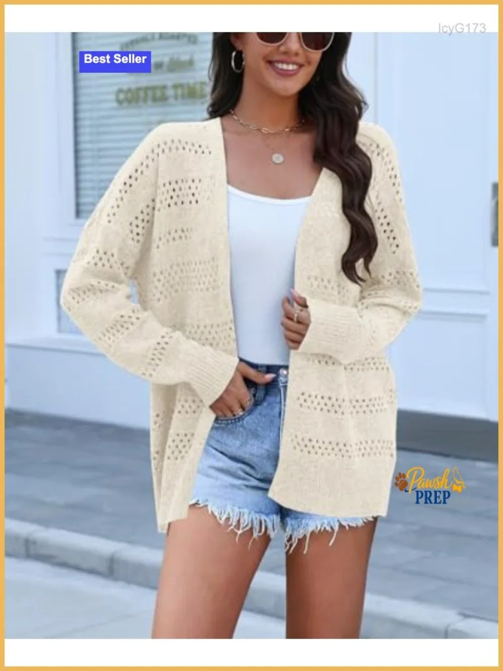Crochet Cardigan Sweater Lightweight Open Front Long Sleeve Kimono Cardigan